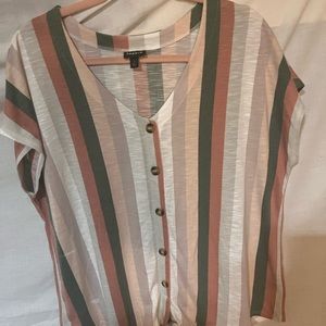 Torrid striped top size 1. Pink, green,gray, beige